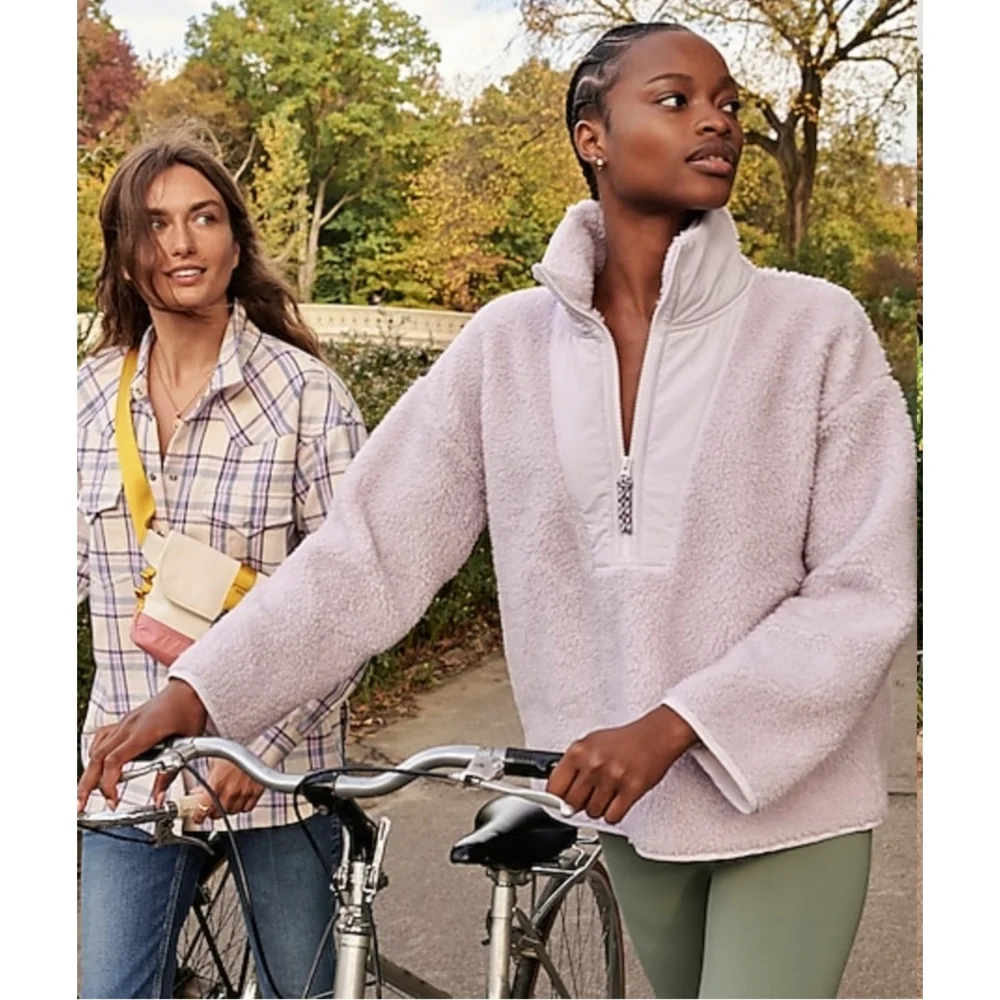 9. J.Crew Teddy sherpa half-zip sweatshirt - Picture 3 of 9